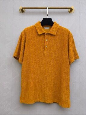 🚩steal Dior Men's Mustard Textured Terry Polo